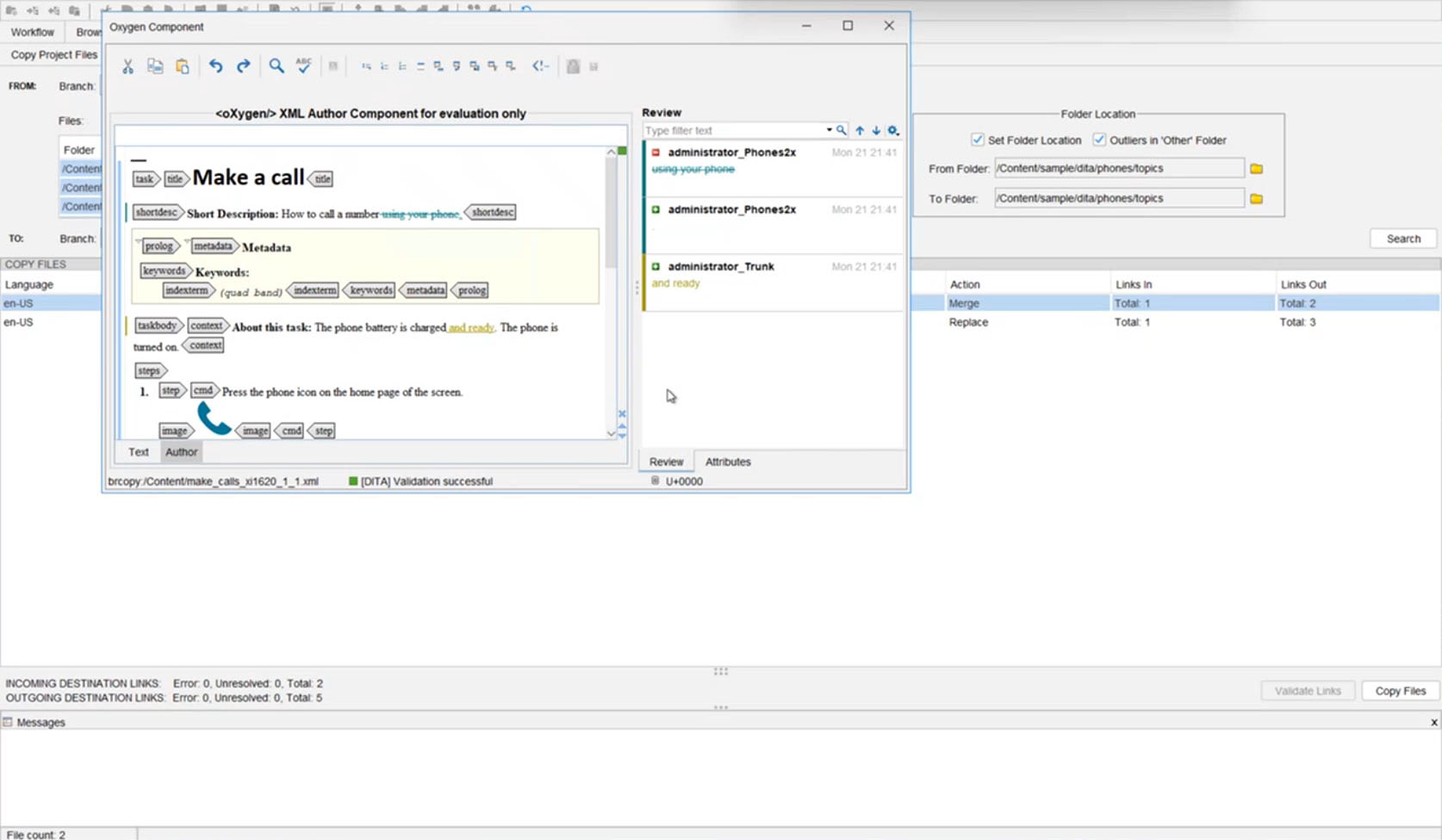 Merge change detection within XDocs showing changes flagged for review